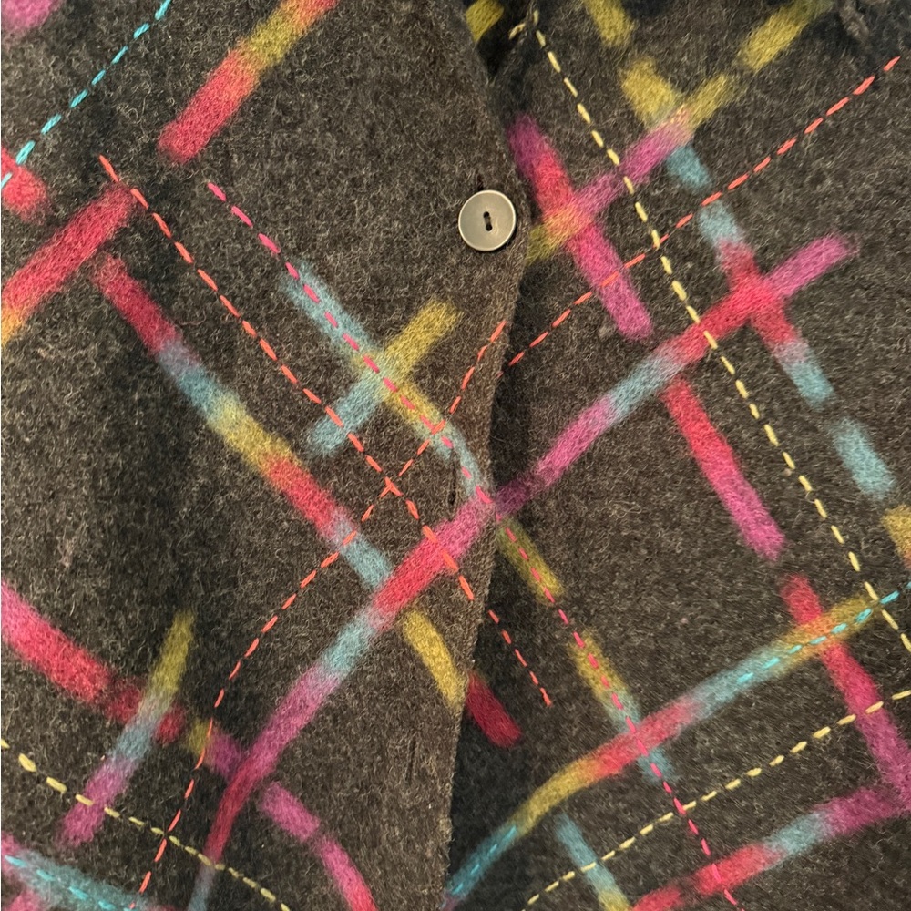 Talbots Jacket – 100% Wool Plaid Button Front – Charcoal Multicolor – Petites L - Picture 5 of 7